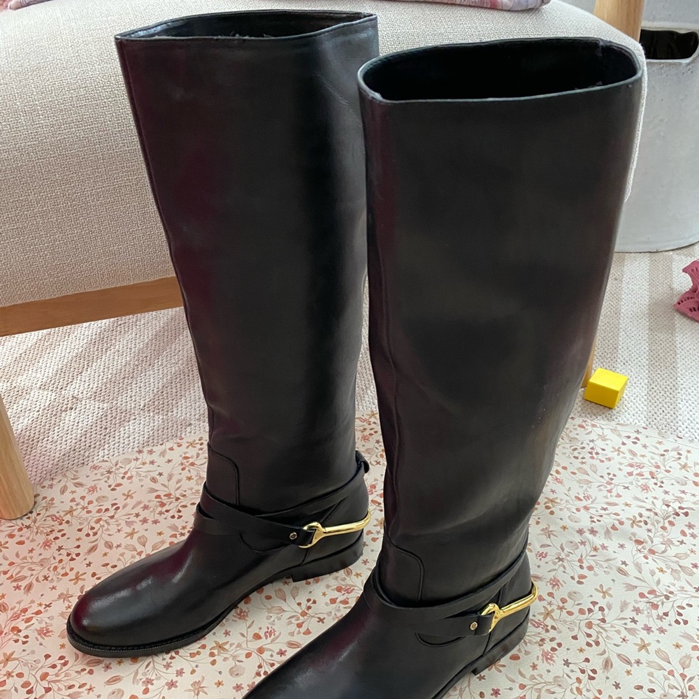 Lauren Ralph Lauren Black Leather Riding Boots